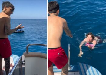 Ultimo pubblica il video del fan che lo insegue a nuoto in mare aperto