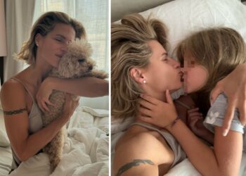 Michelle Hunziker celebra la giornata del bacio con coccole alle figlie e ai cani