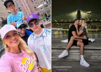 Manila Nazzaro e il neo marito Stefano Oradei a New York con i figli di lei: luna di miele in famiglia allargata, foto