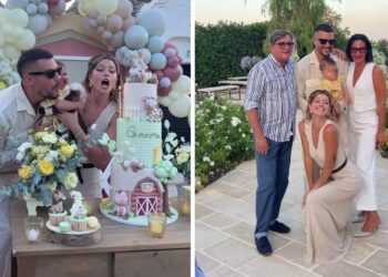 Andrea Zelletta e Natalia Paragoni festeggiano il primo compleanno della figlia Ginevra