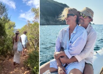 Daniele Bossari e Filippa Lagerback in vacanza all'Elba con la figlia Stella