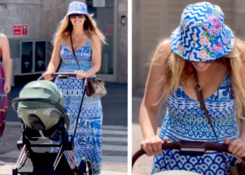 Guenda Goria, prima passeggiata con il piccolo Noah nato a luglio: le immagini