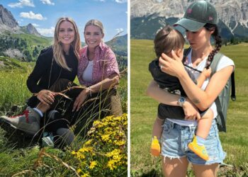 Michelle Hunziker, il Ferragosto da sogno in montagna con Aurora, il piccolo Cesare e l’amica vip: le foto