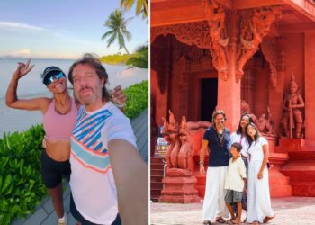 Le vacanze da sogno in Thailandia di Edoardo Stoppa e Juliana Moreira con i figli