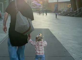 I primi passi della figlia di Diletta Leotta con il papà a Milano