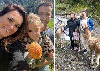 Alena Seredova e il marito Alessandro Nasi fanno trekking con gli alpaca insieme alla figlia Vivienne