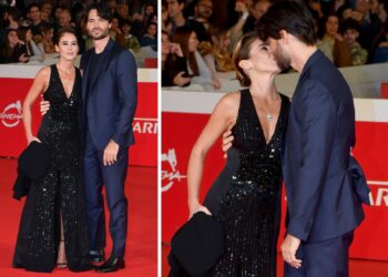 Giulio Berruti e Maria Elena Boschi innamoratissimi sul red carpet: prima sfilata davanti ai fotografi con bacio, le foto