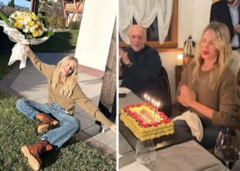Le foto del compleanno di Alessia Marcuzzi che ha festeggiato 52 anni in montagna con tutto il suo staff