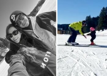 Valentino Rossi e Francesca Sofia Novello a Madonna di Campiglio con la figlia Giulietta