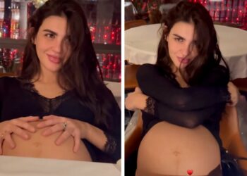 Il pancione della fidanzata di Fabrizio Corona è enorme a 6 giorni dalla data prevista per il parto: foto 