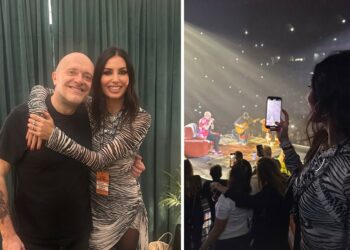 Elisabetta Gregoraci torna ragazzina al concerto di Max Pezzali