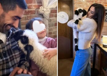 Giorgia Palmas e Filippo Magnini con Mia a Piacenza nell'agriturismo vegetariano