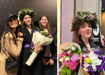 Elettra Lamborghini con il marito alla laurea della sorella Flaminia