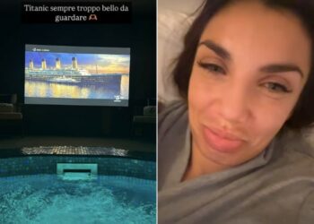 Elettra Lamborghini in lacrime mentre vede Titanic