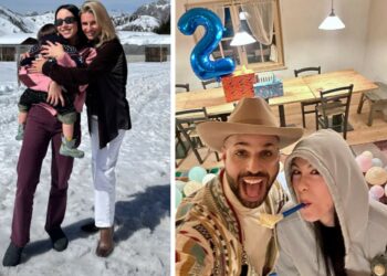 Aurora Ramazzotti festeggia 2 anni del figlio Cesare in montagna con mamma Hunziker, futuro marito, sorelline e miglior amico: foto