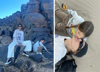 Francesca Fioretti nel deserto del Marocco con la figlia Vittoria