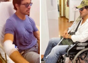 Gabriel Garko finisce per davvero in ospedale, le immagini sulla sedia a rotelle e il messaggio: ecco cos'è successo