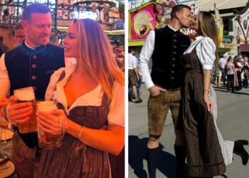 Ilary Blasi e il fidanzato Bastian Muller bellissimi in abiti tradizionali all’Oktoberfest di Monaco: foto