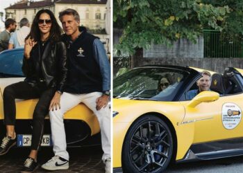 Emanuele Filiberto di Savoia al giro automobilistico d'Italia con la compagna Adriana Abascal