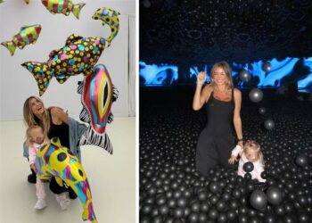 Diletta Leotta al Balloon Museum con la figlia Aria
