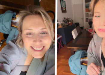 Margot Sikabonyi a 15 giorni dal parto torna a insegnare: ''Il terzo maschio a 42 anni tanta roba''. Le immagini a casa col bimbo