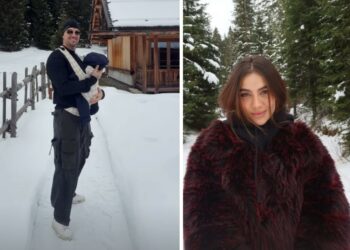 Andrea Damante ed Elisa Visari: la prima volta in montagna col figlio Liam, le immagini