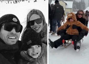 Ilary Blasi a Francoforte con la figlia Isabel da Bastian Muller: le tenere immagini dei tre sullo slittino, guarda