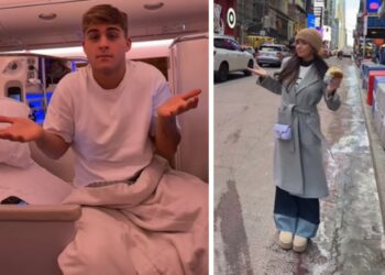 ''Ma…se andassimo a mangiarci un hamburger?'': Davide Bonolis e Martina Dotti sono volati a NY in Business Class