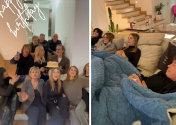 Matilde Brandi celebra il compleanno del fidanzato, cena con gli amici ex del GF Vip, poi tutti sul divano davanti la tv: ecco perché