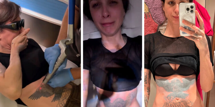 ''Mi viene da piangere'': la conduttrice Ema Stokholma quasi in lacrime, vuole togliere tutti i tatuaggi ma urla dal dolore, guarda