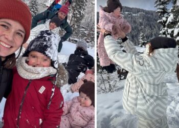 Alena Seredova sulla neve con il marito e la figlia