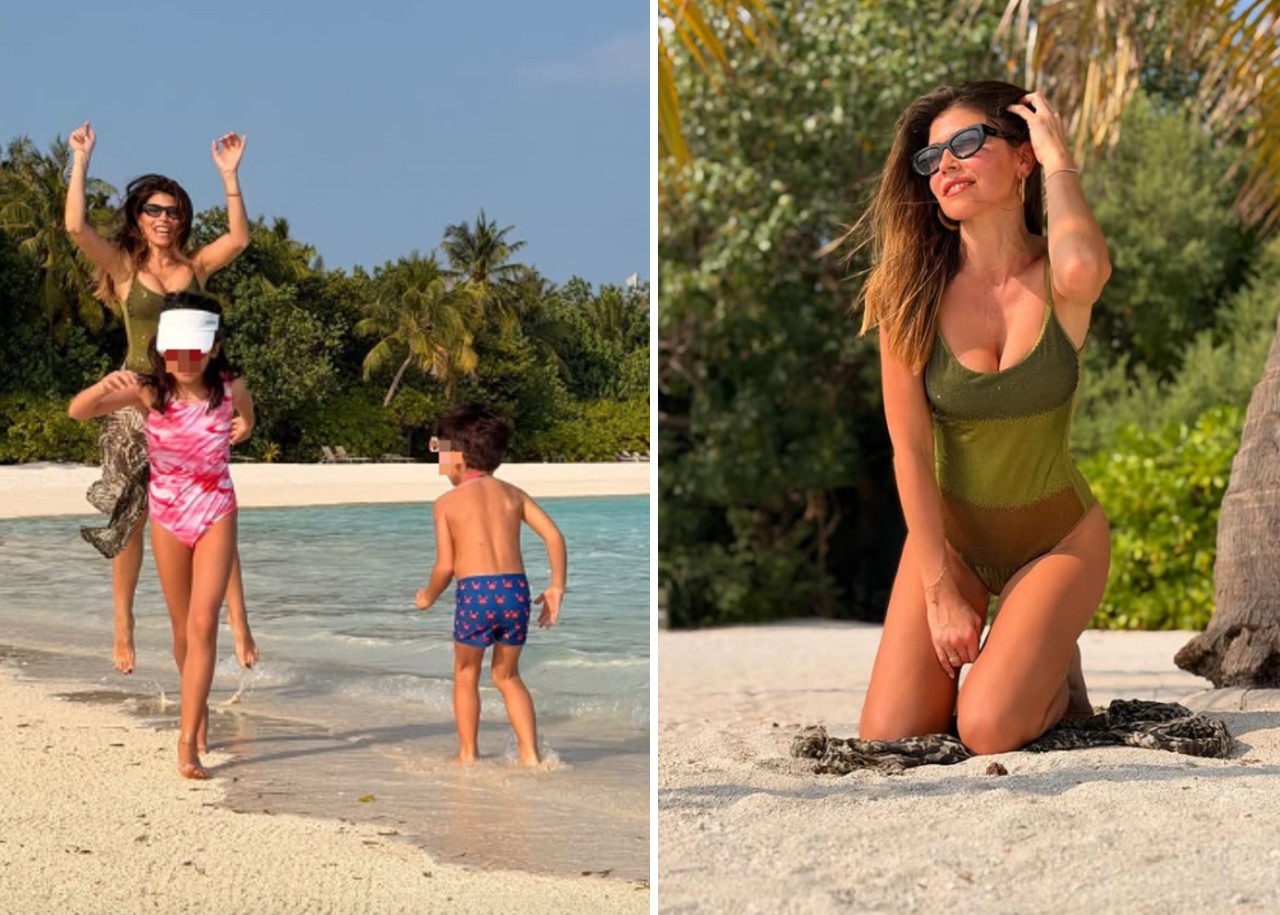 Flora Canto spegne 43 candeline alle Maldive con Enrico Brignano e i figli