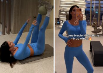 Elisabetta Gregoraci mostra i suoi esercizi per l'addome piatto