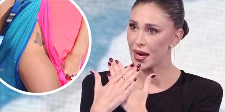 ''La farfalla si è un po’ allargata con le gravidanze'': Belen in diretta tv parla del suo famoso tatuaggio, Fazio colto di sorpresa