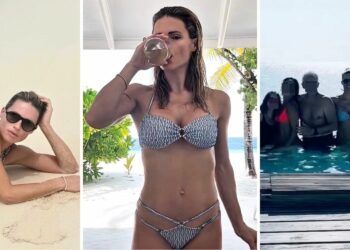 Anche Michelle Hunziker vola alle Maldive a febbraio: sempre bellissima in bikini in spiaggia a 49 anni, foto