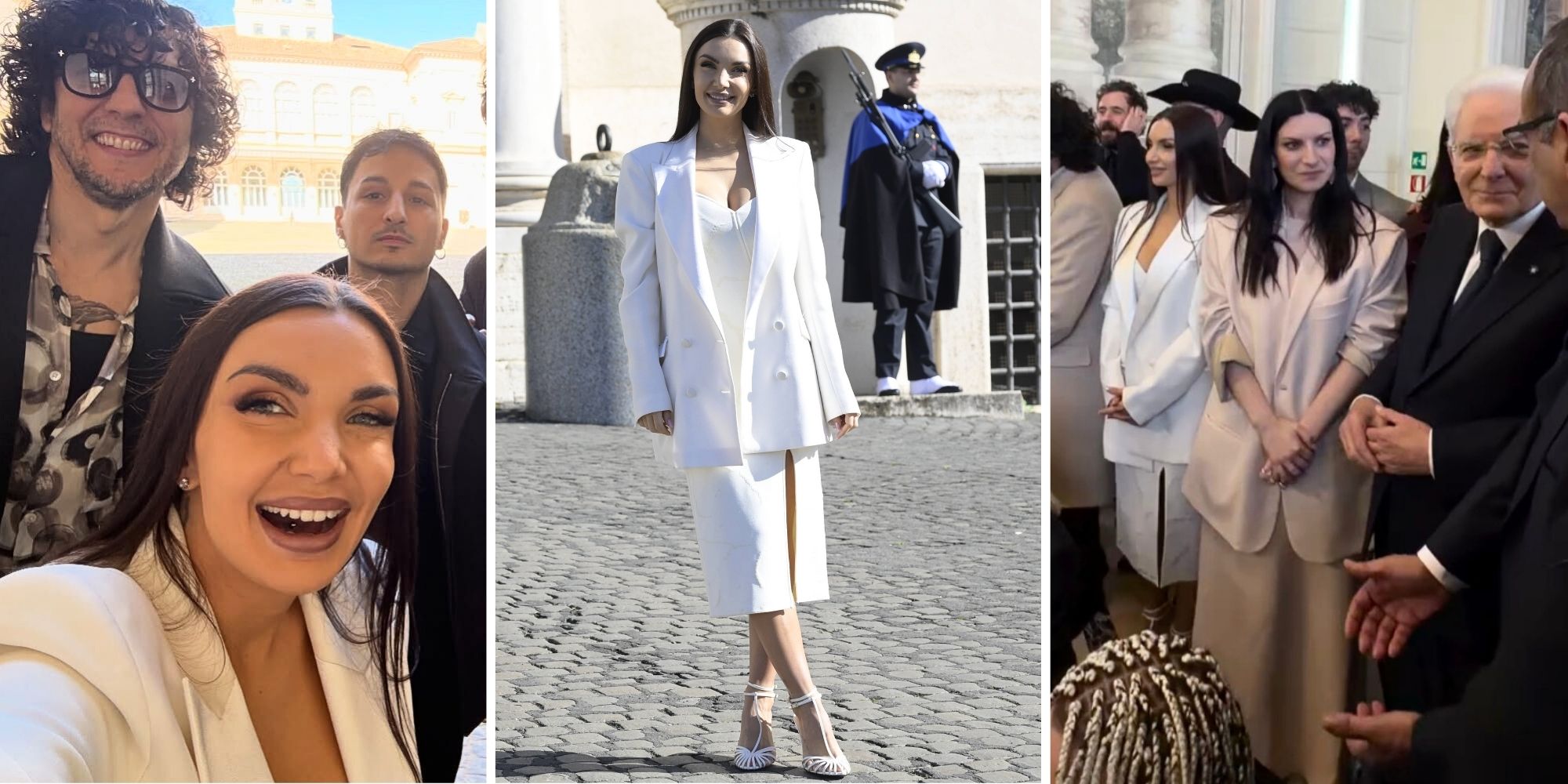 Elettra Lamborghini: Eleganza total white al Quirinale