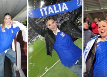 Diletta Leotta incinta col super pancione allo stadio a Bergamo per vedere l’Italia: tifo scatenato per gli azzurri che vincono, guarda