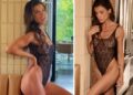 Elisabetta Canalis col body in pizzo trasparente si scopre tutta: a 47 anni è praticamente perfetta e sensualissima, guarda