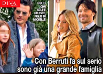 Michelle Hunziker a spasso insieme a Giulio Berruti e le due figlie minori, Sole e Celeste: sono già una famiglia, foto