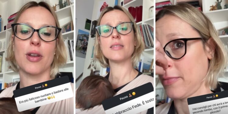 ''E’ tostissima'': Federica Pellegrini, mentre tiene in braccio Rachele, parla delle difficoltà della seconda maternità