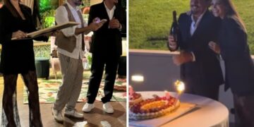 Enrico Brignano festeggia 60 anni in grande stile: mega party a Roma con Flora Canto, figli, vip e fuochi d’artificio, le immagini