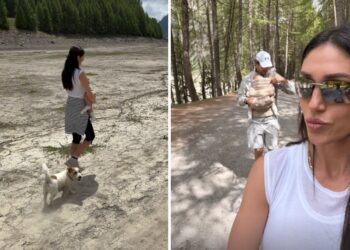 Cecilia Rodriguez e Ignazio Moser in montagna con Clara