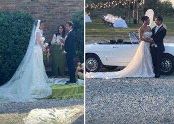 Veronica Burchielli dice sì: nozze da favola in Toscana tra emozioni, fuochi d’artificio e colline da sogno, foto