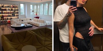 Fedez e la fidanzata Giulia Honegger incinta felici della loro nuova casa: lui svela il salone sui social, foto